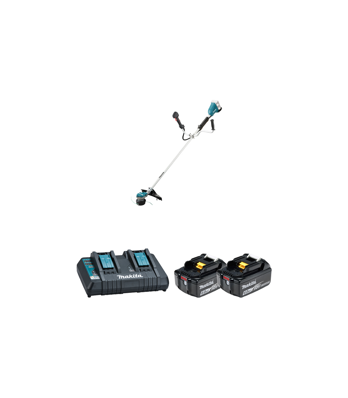 Coupe-bordure 2x18V DUR368AZ + 2 batteries BL1860B 18V 6 Ah + chargeur rapide DC18RD MAKITA