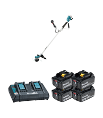 Coupe-bordure 2x18V DUR368AZ + 4 batteries BL1860B 18V 6 Ah + chargeur rapide DC18RD MAKITA