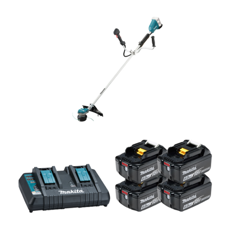 Coupe-bordure 2x18V DUR368AZ + 4 batteries BL1860B 18V 6 Ah + chargeur rapide DC18RD MAKITA