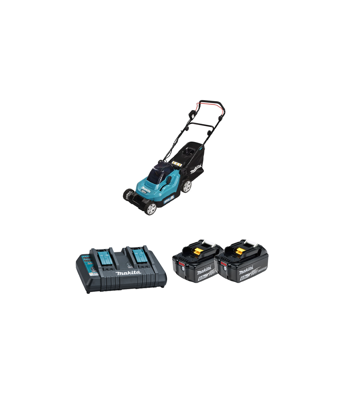 Tondeuse 2x18V 38cm DLM382Z + 2 batteries BL1860B 18V 6 Ah + 1 chargeur rapide double DC18RD MAKITA