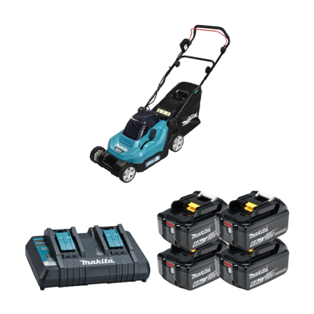 Tondeuse 2x18V 38cm DLM382Z + 4 batteries BL1860B 18V 6 Ah + 1 chargeur rapide double DC18RD MAKITA