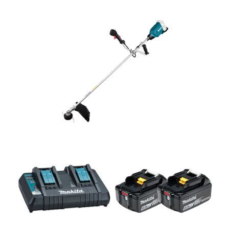 Coupe-bordure 2x18V DUR369AZ + 2 batteries BL1860B 18V 6 Ah + chargeur double DC18RD MAKITA