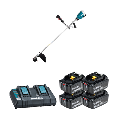 Coupe-bordure 2x18V DUR369AZ + 4 batteries BL1860B 18V 6 Ah + chargeur double DC18RD MAKITA
