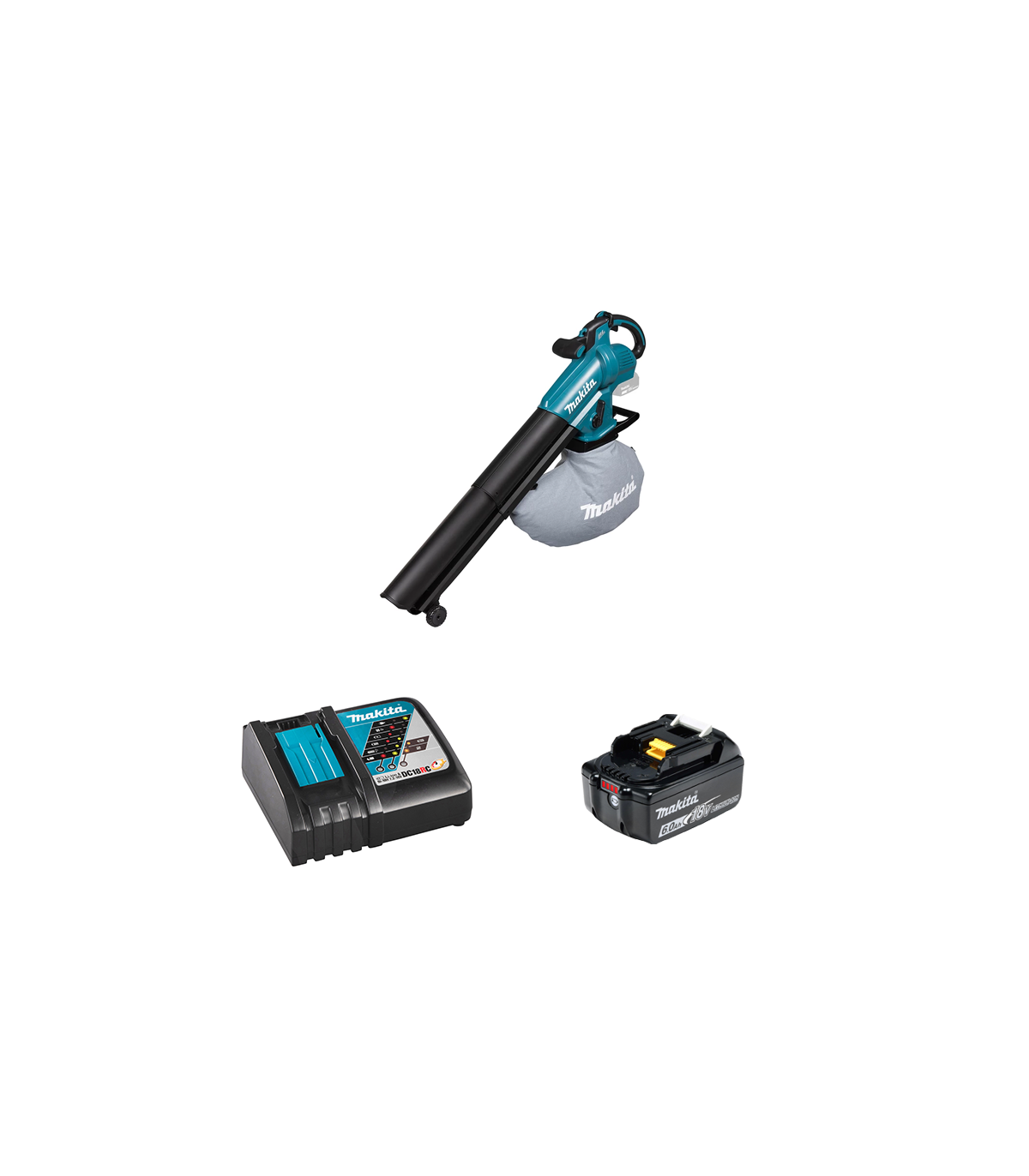 Aspirateur souffleur 18V DUB187Z + 1 batterie BL1860B 18V 6 Ah + chargeur rapide DC18RC MAKITA