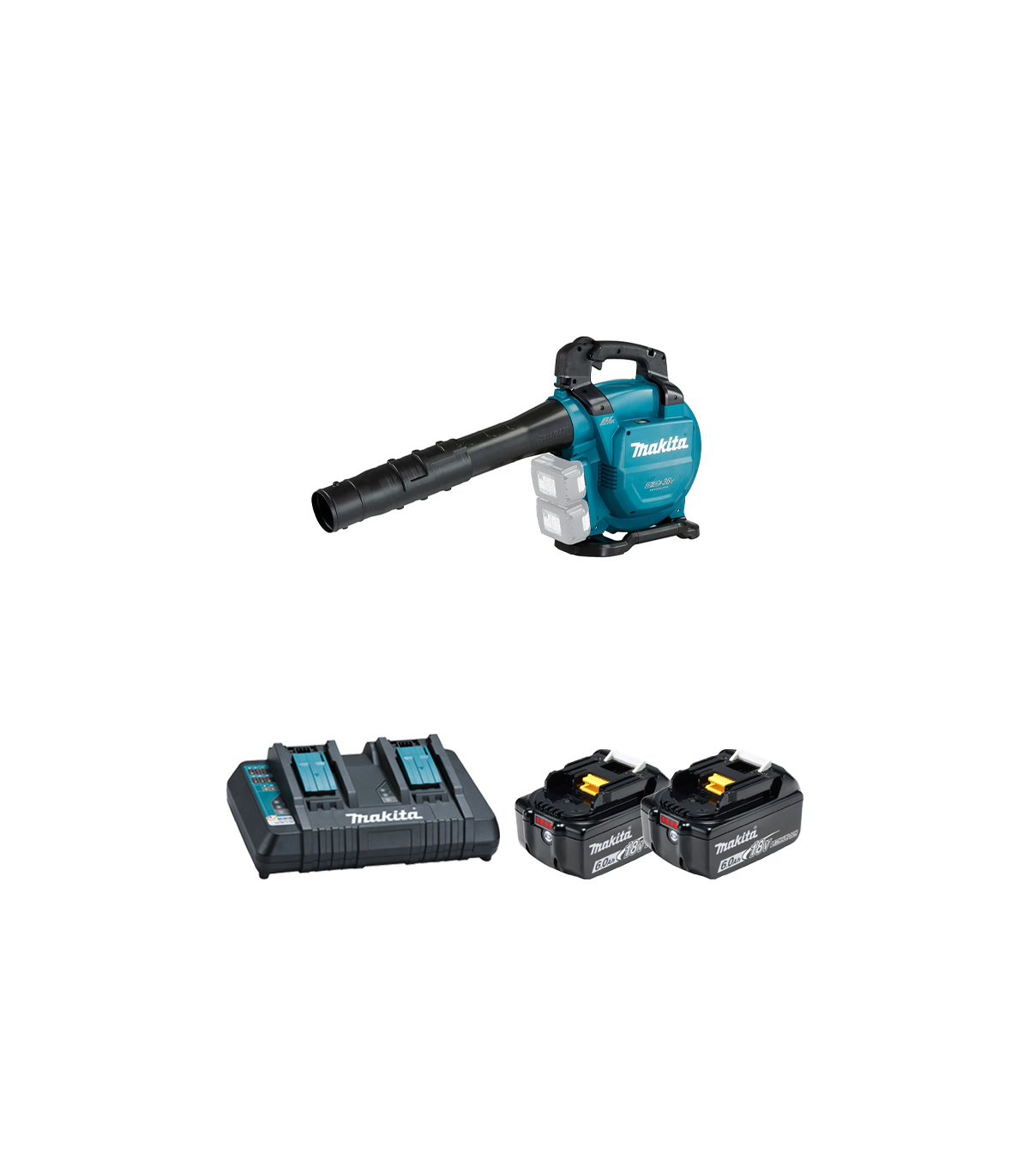 Aspirateur-Broyeur Souffleur 2x18V DUB363ZV + 2 batteries BL1860B 18V 6 Ah + chargeur double DC18RD MAKITA