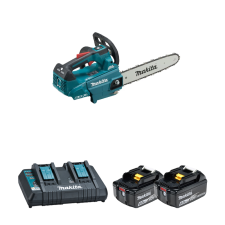 Tronçonneuse d'élagage 2x18V 30cm DUC306Z001 + 2 batteries BL1860B 18V 6 Ah + chargeur double DC18RD MAKITA