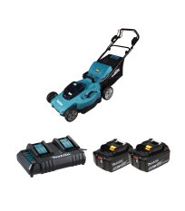 Tondeuse 2x18V auto-tractée 53cm DLM539Z + 2 batteries BL1850B 18V 5 Ah + chargeur double DC18SH MAKITA
