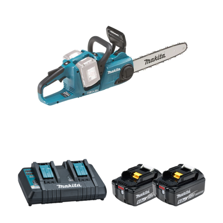 Tronçonneuse 2x18V 35cm DUC353Z + 2 batteries BL1860B 18V 6 Ah + chargeur double DC18RD MAKITA