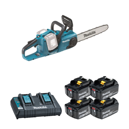 Tronçonneuse 2x18V 35cm DUC353Z + 4 batteries BL1860B 18V 6 Ah + chargeur double DC18RD MAKITA