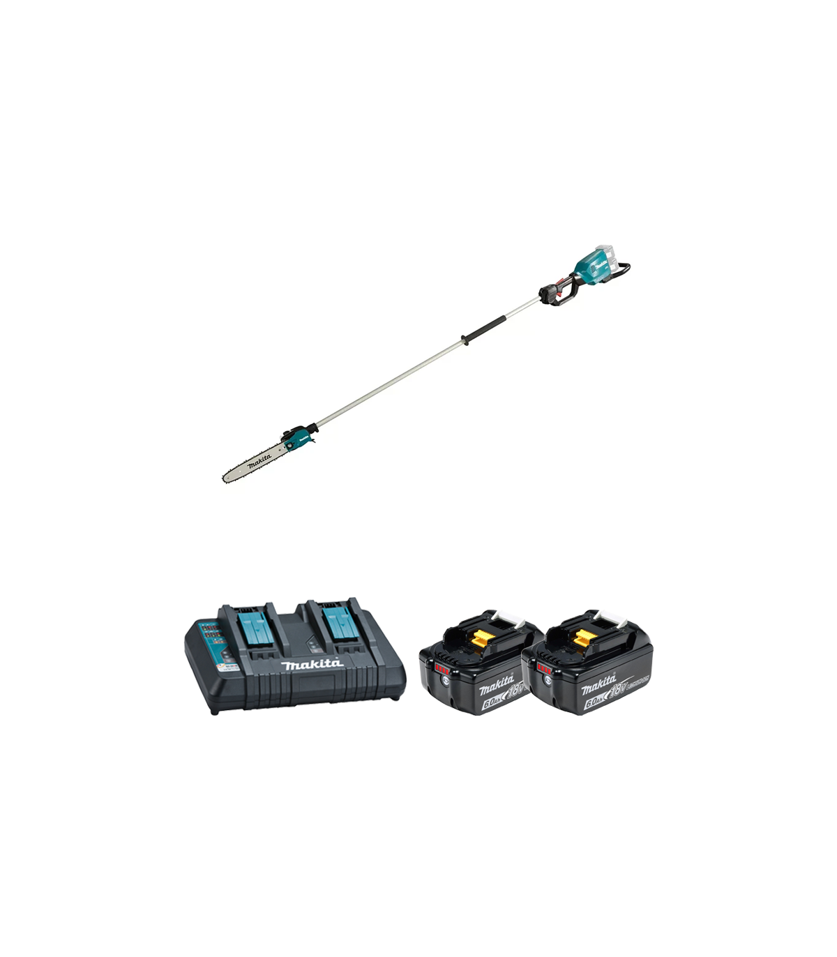 Tronçonneuse d'élagage sur perche 2x18V 30cm DUA300Z + 2 batteries BL1860B 18V 6 Ah + chargeur double DC18RD MAKITA