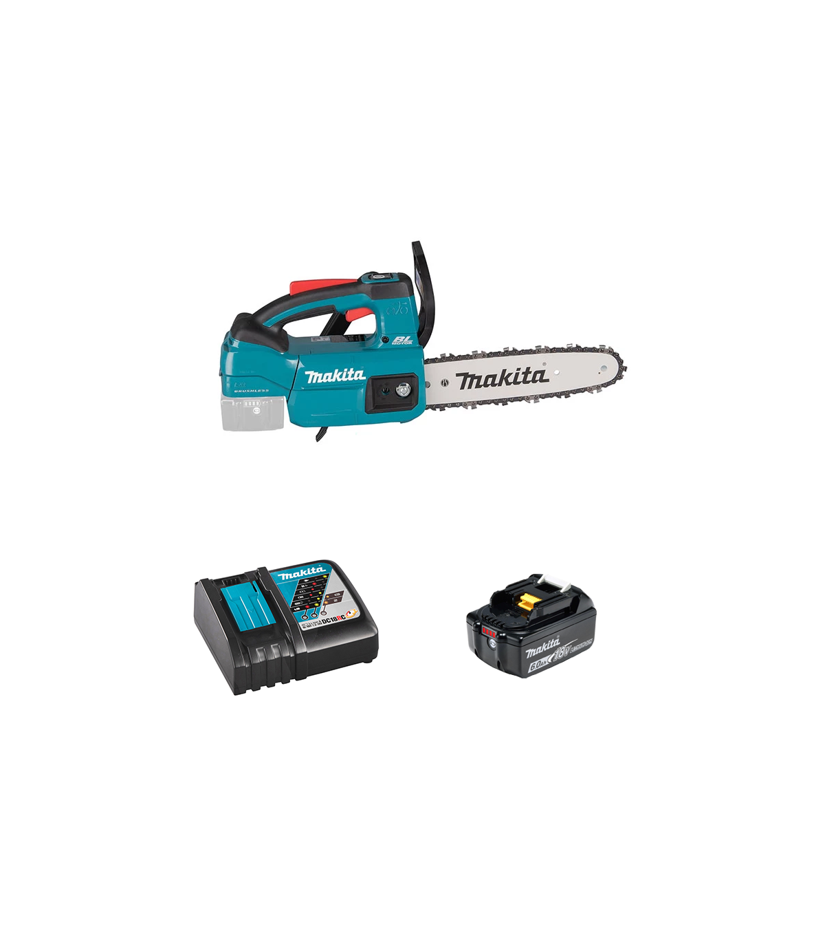 Tronçonneuse d'élagage 18V 25cm DUC254Z001 + 1 batterie BL1850B 18V 6 Ah + chargeur rapide DC18RC MAKITA