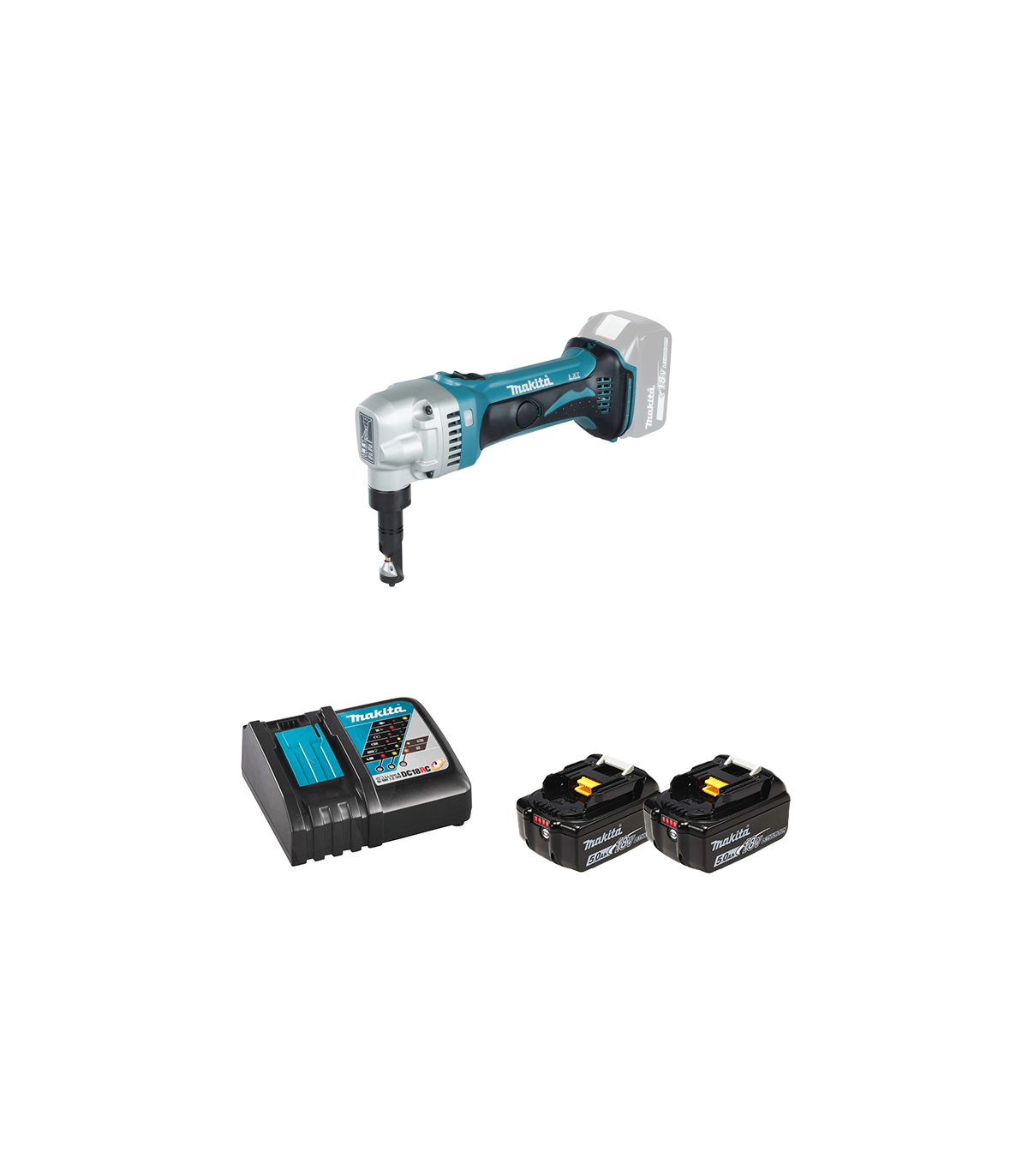 Grignoteuse 18V DJN161Z + 2 batteries BL1850B 18V 5 Ah + 1 chargeur rapide DC18RC MAKITA