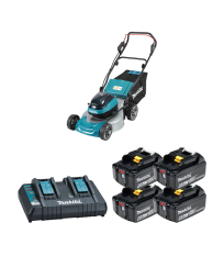 Tondeuse 2x18V 46cm DLM466Z + 4 batteries BL1860B 18V 6 Ah + chargeur double DC18RD MAKITA