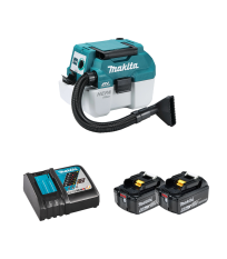 Aspirateur souffleur 18V DVC750LZ + 2 batteries BL1850B 18V 5 Ah + chargeur rapide DC18RC MAKITA