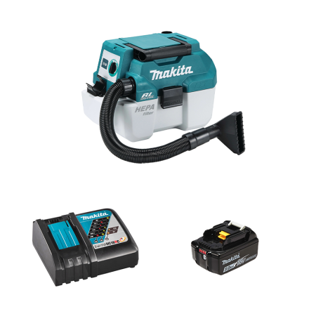 Aspirateur souffleur 18V DVC750LZ + 1 batterie BL1860B 18V 6 Ah + chargeur rapide DC18RC MAKITA