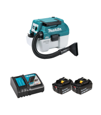 Aspirateur souffleur 18V DVC750LZ + 2 batteries BL1860B 18V 6 Ah + chargeur rapide DC18RC MAKITA