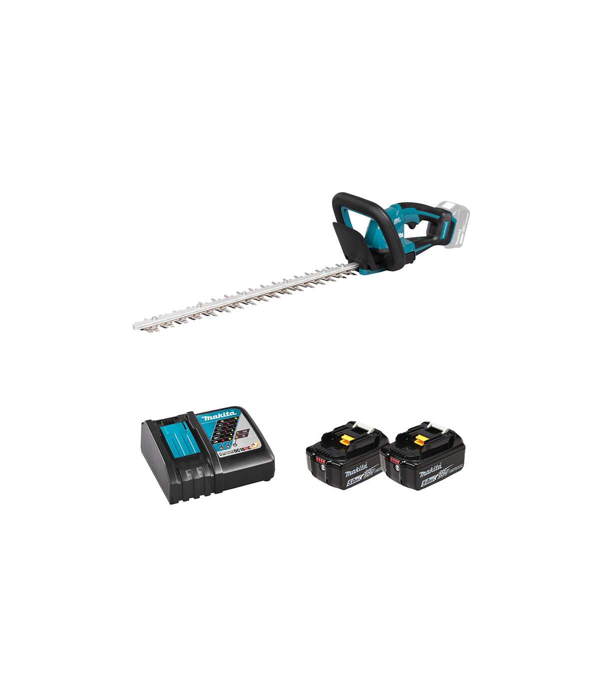 Taille-haie 18V 52cm DUH506Z + 2 batteries BL1850B 18V 5 Ah + chargeur rapide DC18RC MAKITA