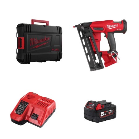 Cloueur de finition 18V M18 FN16GA-0X + 1 batterie 5 Ah + M12-18 FC MILWAUKEE