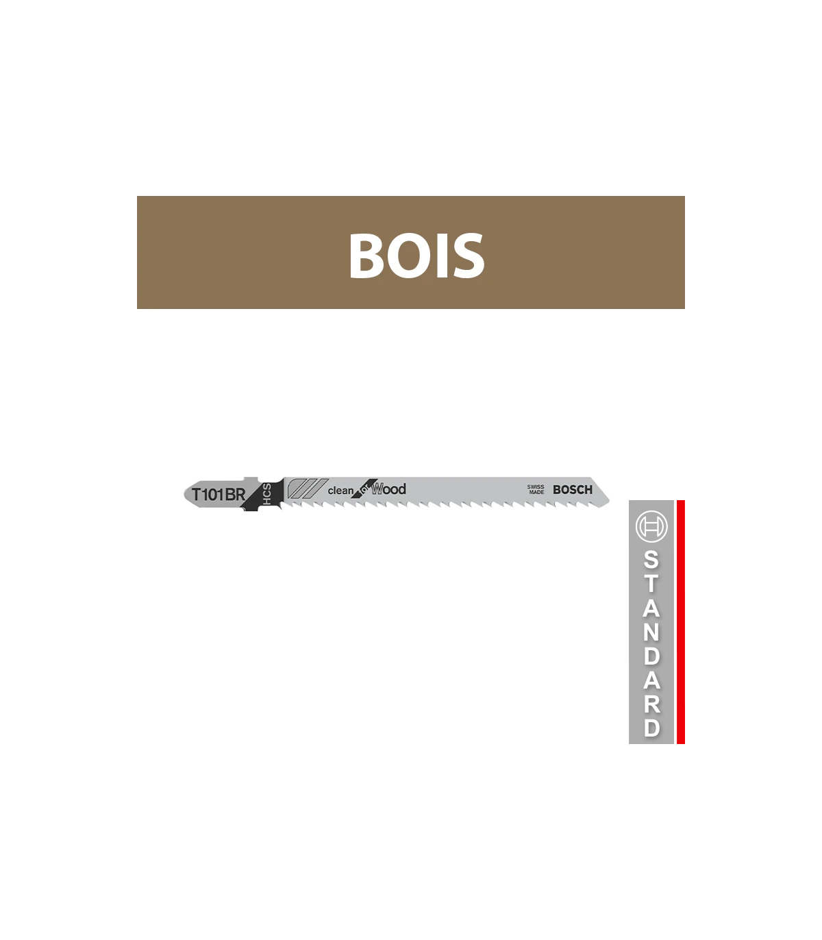 Lot de 5 lames de scie sauteuse T 101 BR Clean Bois HCS BOSCH