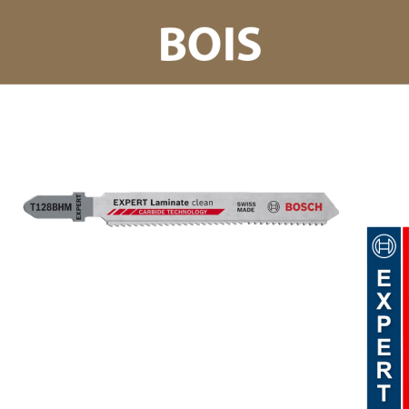 Lot de 3 lames de scie sauteuse 92 mm T 128 BHM Stratifié BOSCH