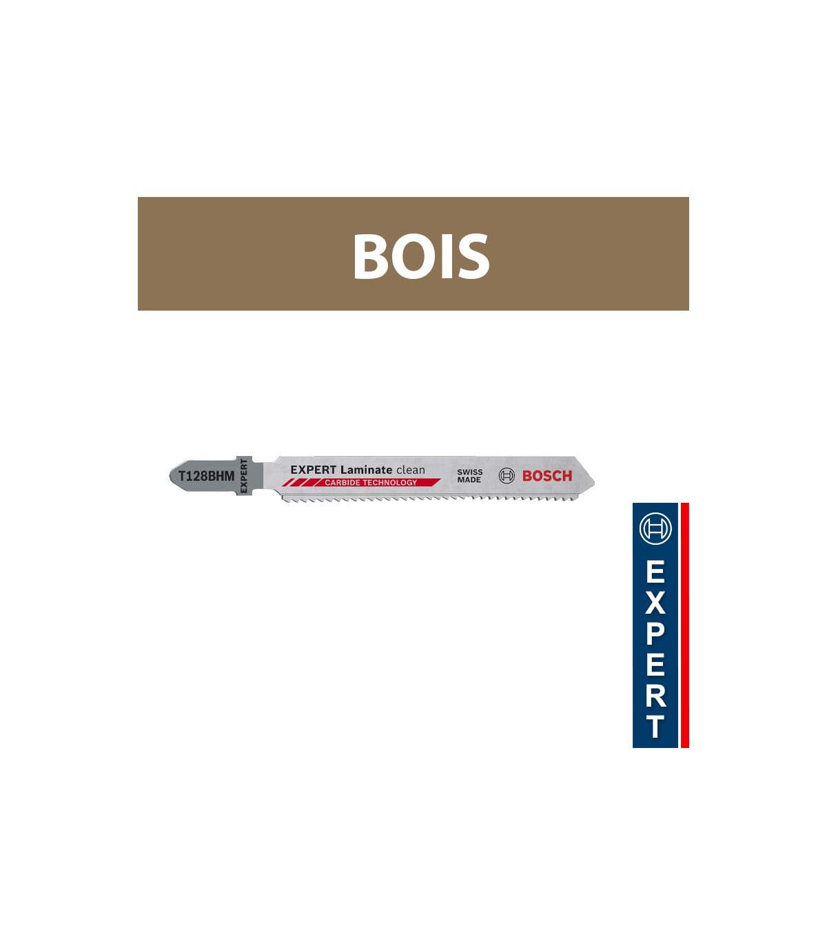 Lot de 3 lames de scie sauteuse 92 mm T 128 BHM Stratifié BOSCH
