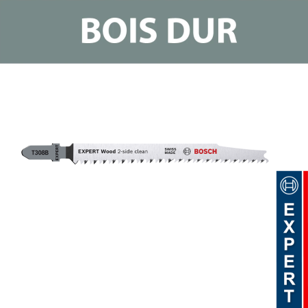 Lot de 3 lames de scie sauteuse 117 mm T 308 B HCS Bois dur BOSCH
