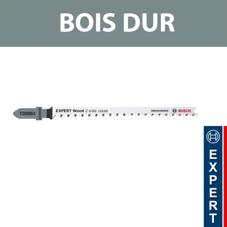 Lot de 3 lames de scie sauteuse 117 mm T 308 BO HCS Bois dur BOSCH