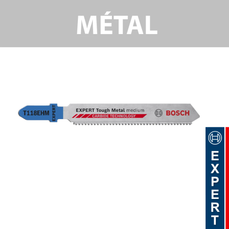 Lot de 3 lames de scie sauteuse 83 mm T 118 EHM Inox BOSCH