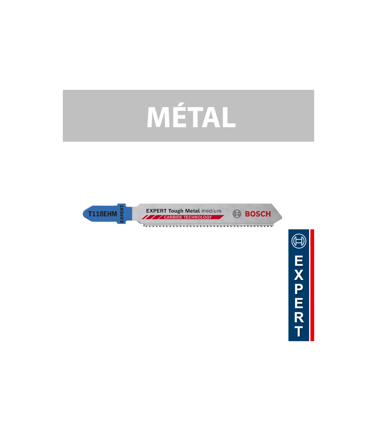 Lot de 3 lames de scie sauteuse 83 mm T 118 EHM Inox BOSCH