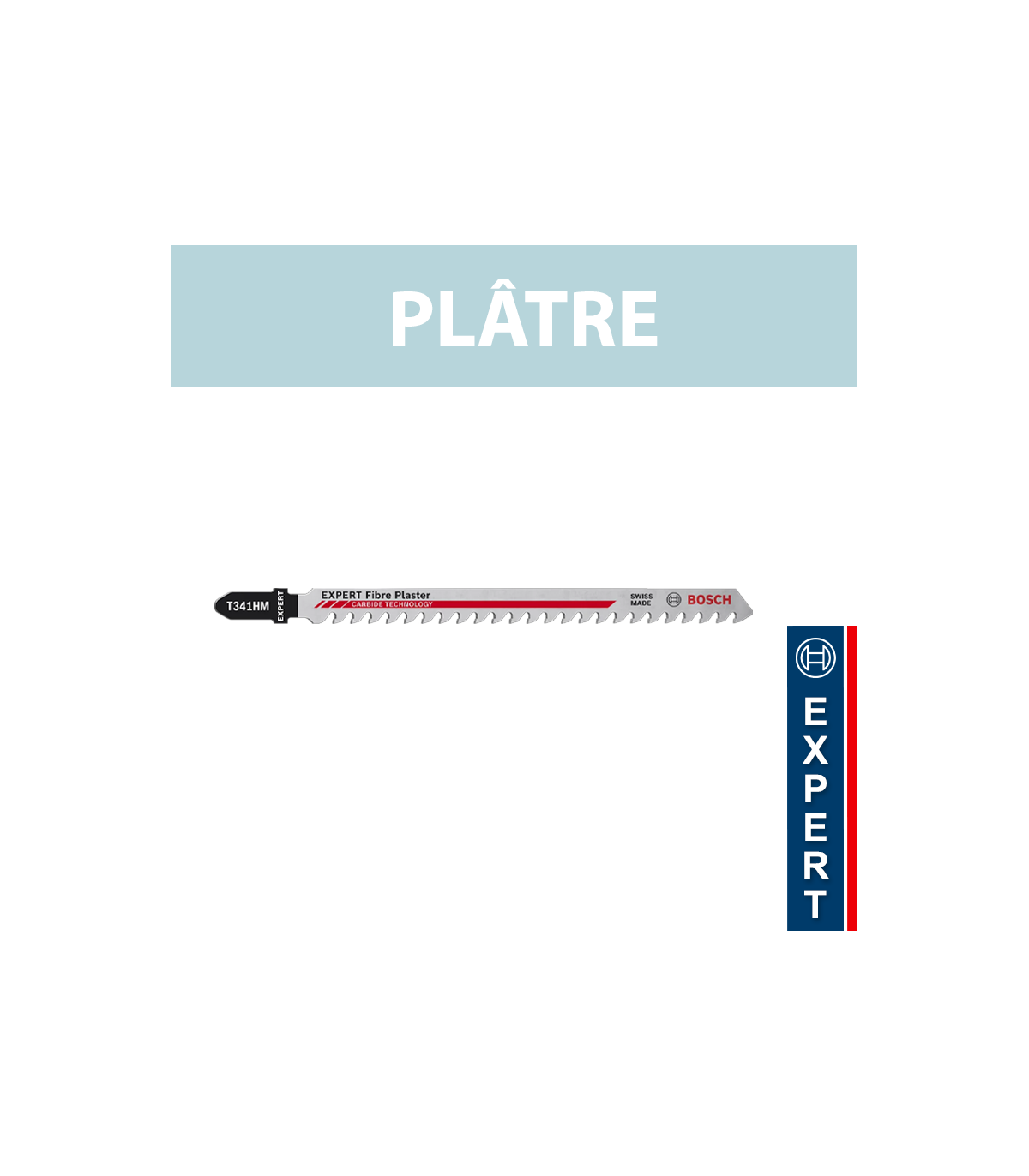 Lot de 3 lames de scie sauteuse carbure 132 mm T 341 HM Plâtre BOSCH