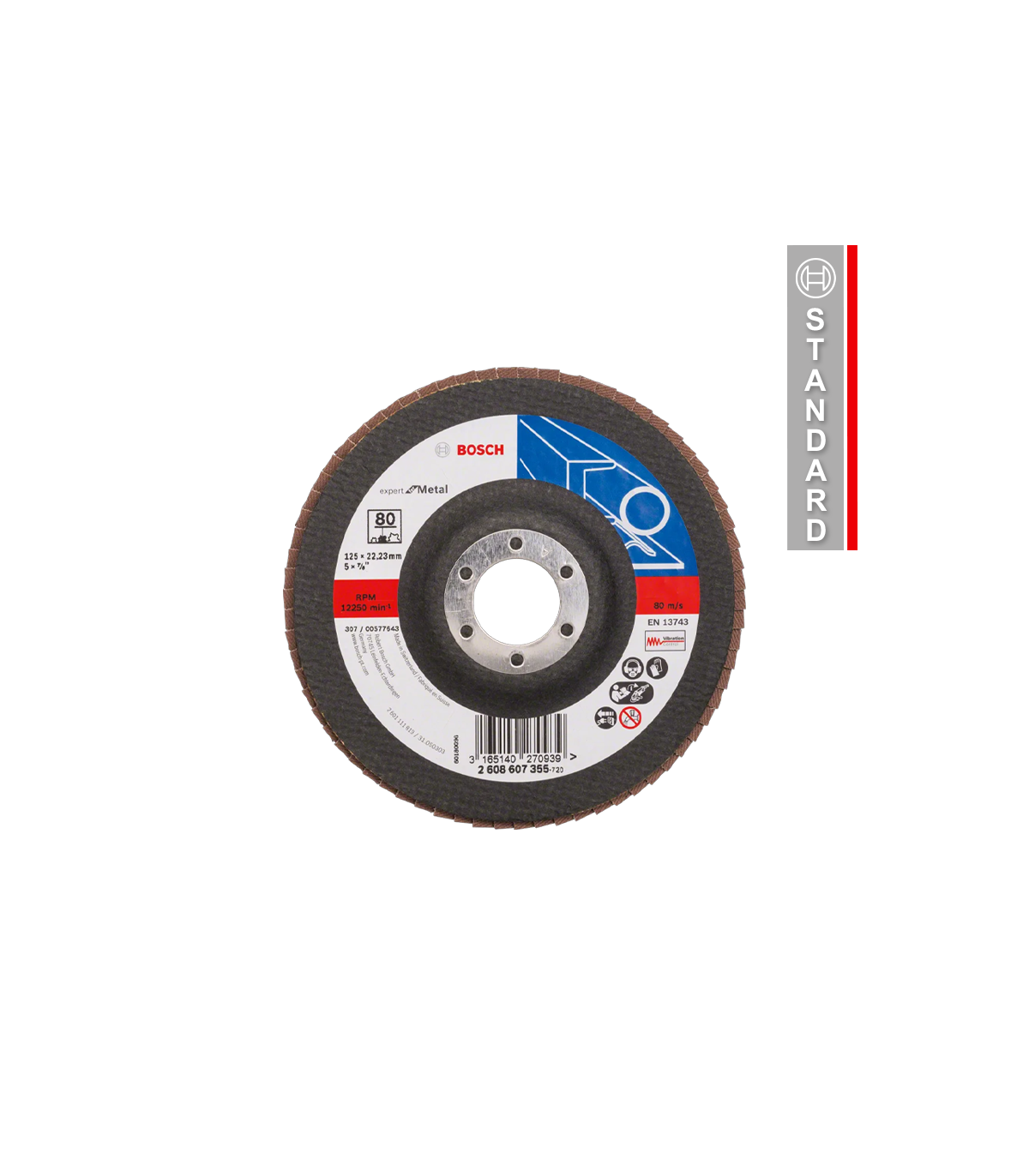 Plateau à lamelles plat X551 Ø125 EXPERT Métal Grain 60 BOSCH
