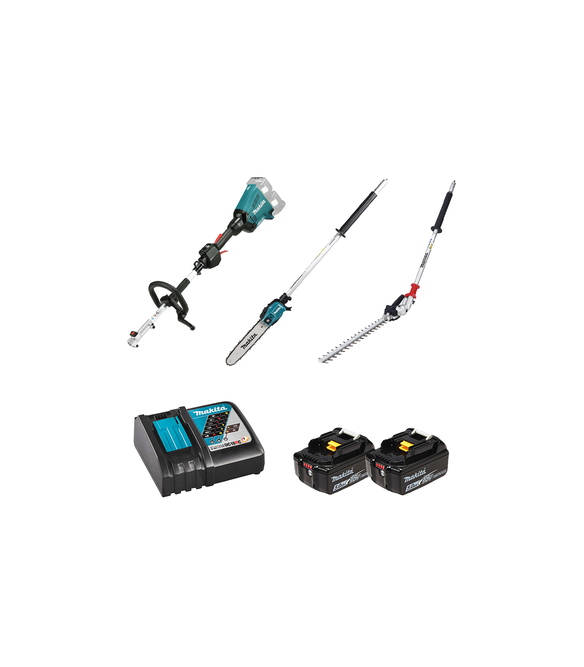 Outil multifonctions 2x18V DUX60Z + tête de taille-haies à perche EN402MP + tête d'élagueuse 30cm EY403MP MAKITA