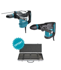 Pack 2 machines Perforateur SDS-Max 1100W HR4013C + Burineur SDS-Max 1100W HM0870C + Coffret 5 burins SDS Max OFFERT MAKITA