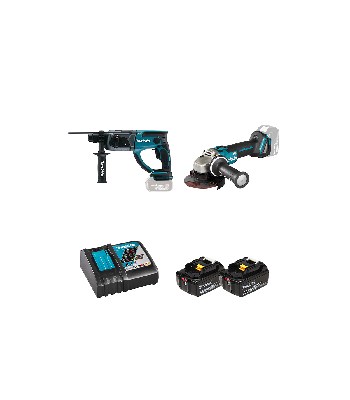 Pack 2 machines 18V (DGA504Z+ DHR202Z) MAKITA