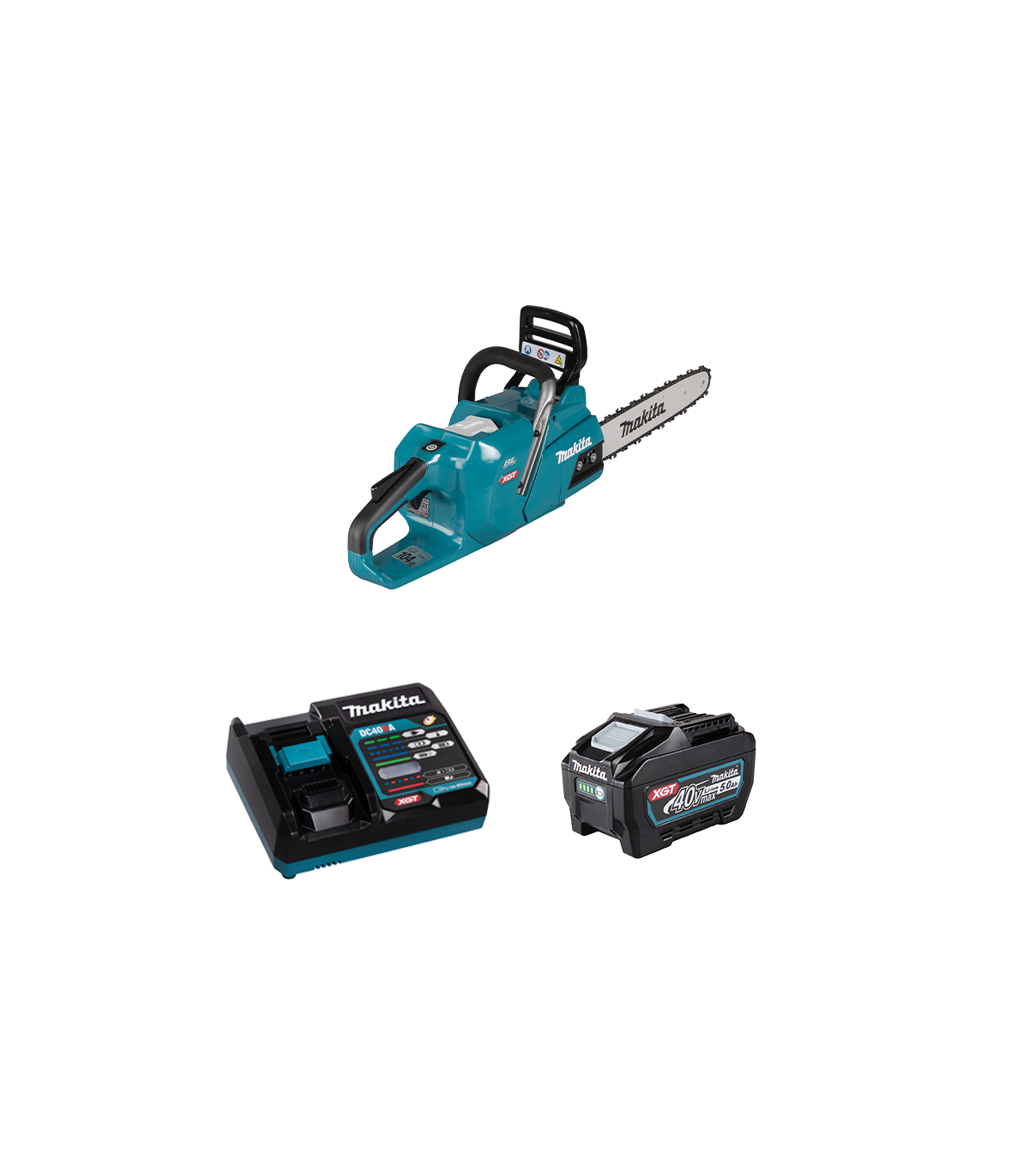 Tronçonneuse 40V 35cm UC011GZ01 + 2 batteries 40V BL4050F 5 Ah + chargeur rapide DC40RA MAKITA
