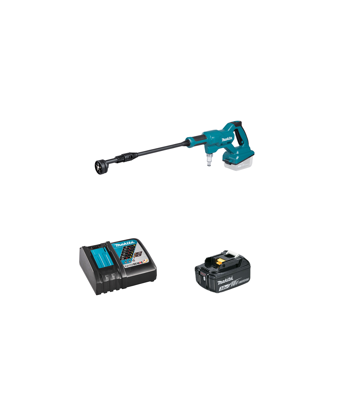 Nettoyeur à pression 18V 24 bar DHW180Z + 1 batterie BL1830B 18V 3 Ah + chargeur rapide DC18RC MAKITA