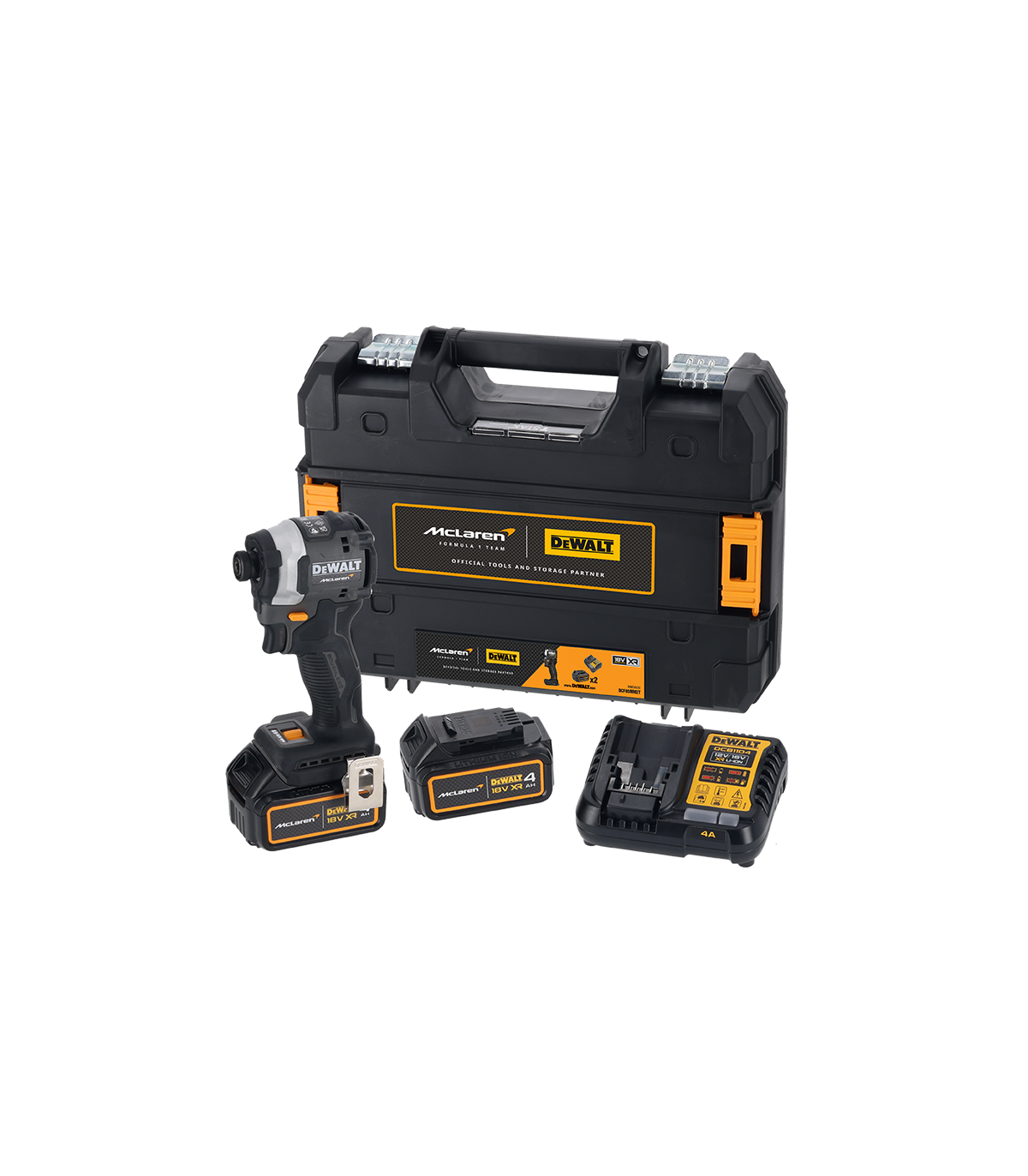 Visseuse à chocs DCF85MM2T-QW Édition Limitée McLaren + 2 batteries 18V 4 Ah + 1 Chargeur DCB1104-QW DEWALT