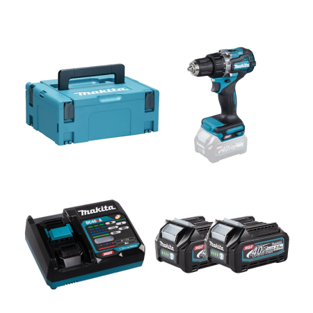Perceuse-visseuse 40V 64Nm DF002GZ01 + 2 batteries 40V 2 Ah + chargeur rapide DC40RA MAKITA