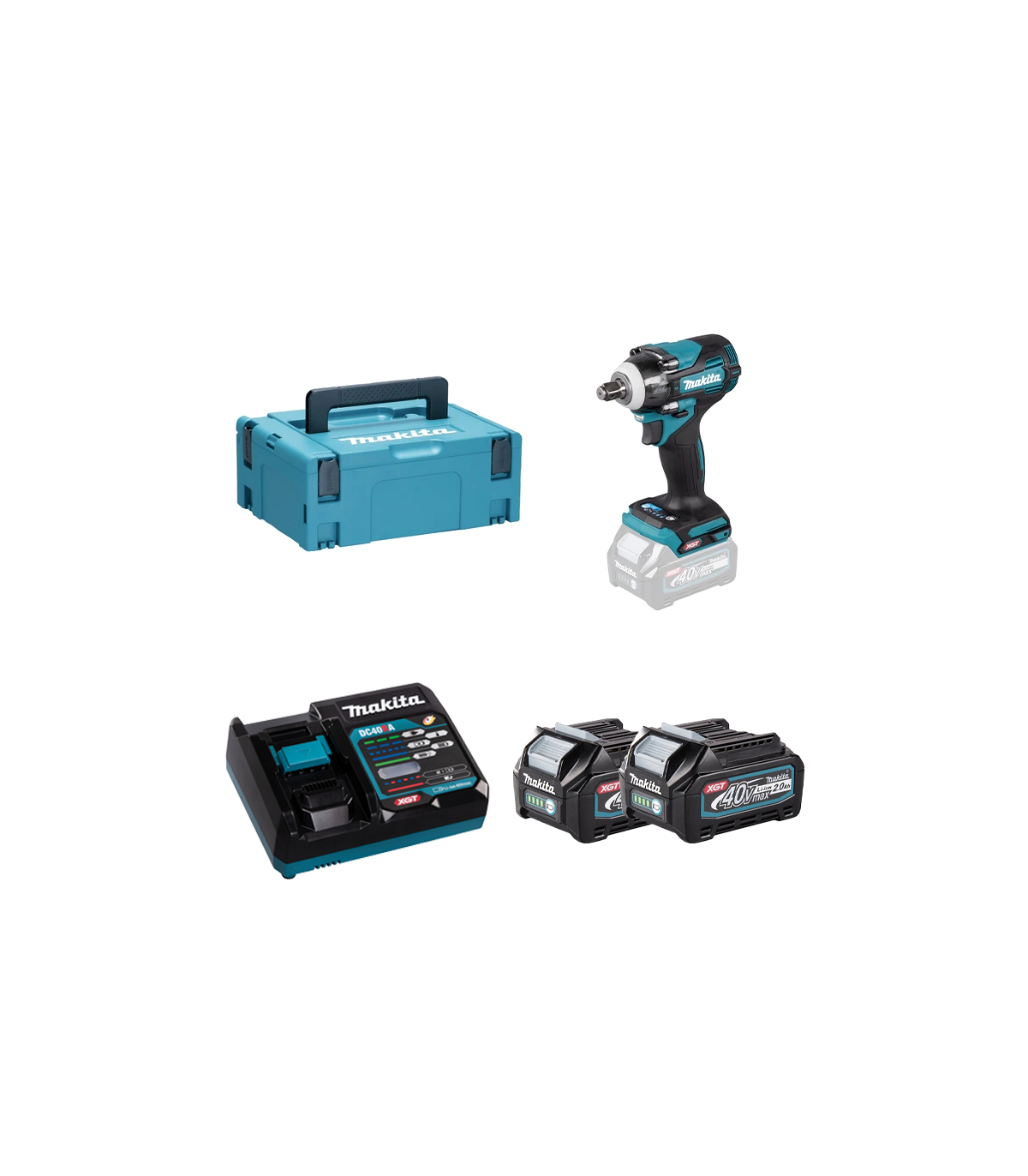 Boulonneuse 1/2" 40V 350 Nm TW004GZ01 + 2 batterie 40V 2 Ah + chargeur rapide DC40RA MAKITA