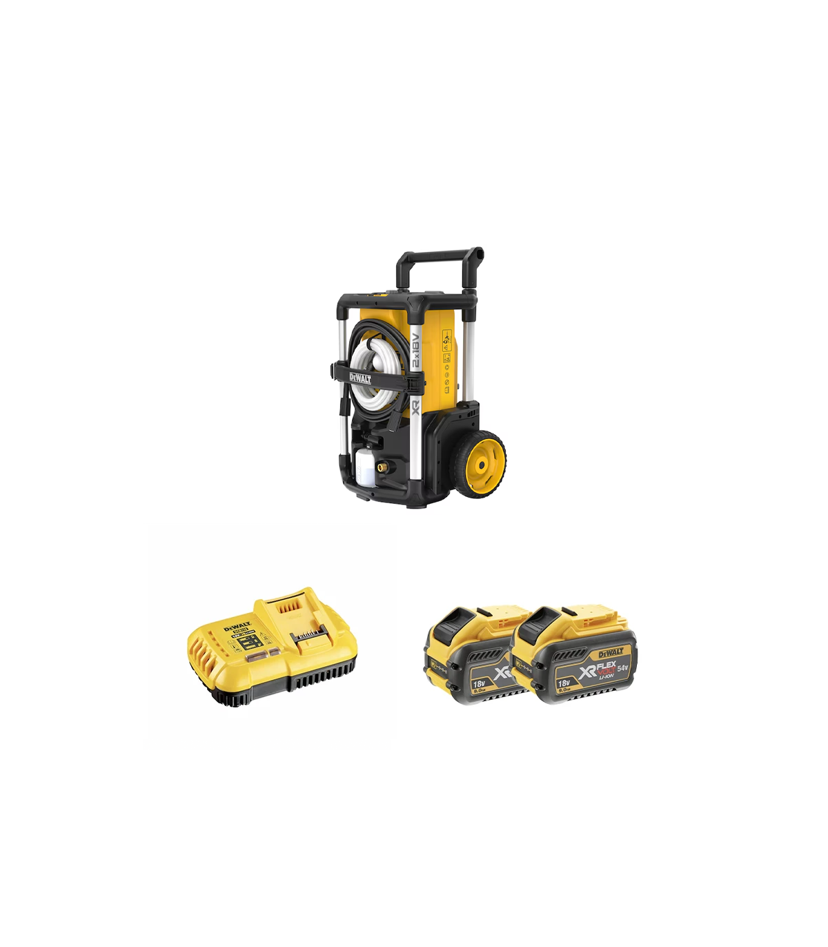 Nettoyeur haute pression XR 2 X 18V DCMPW1600N-XJ + 2 batteries 18/54V 9-3Ah + 1 chargeur DCB118-QW DEWALT