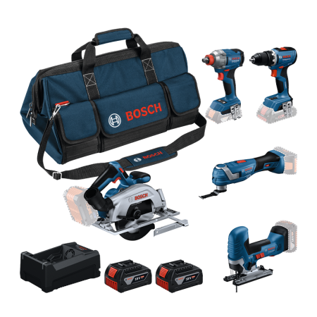 Pack de 5 outils 18V (GSR 18V-65 + GDX 18V-285 + GKS 18V-57-2 + GOP 18V-34 + GST 18V-125 S) BOSCH