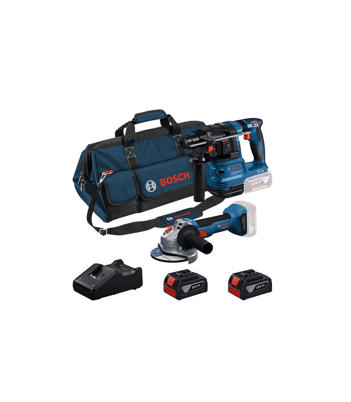 Pack 2 outils 18V Meuleuse Ø125 mm GWS 18V-8 + Perforateur SDS-Plus GBH 18V-22 BOSCH