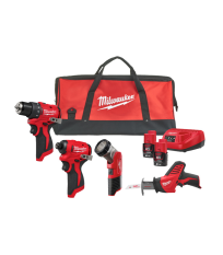 Pack 4 outils 12V M12 BLPP4A-202B (BLDDRC + BLIDRC + CHZ + TLED) MILWAUKEE