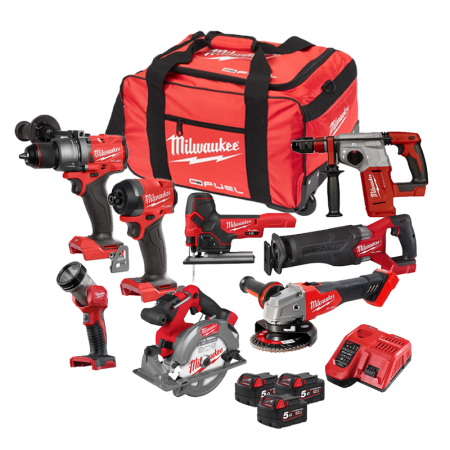 Pack 8 outils 18V M18 COMPLET (FPD3 + FID3 + TLED + FSAG125X + BLHX + FSZ + FBJS + FCS552) MILWAUKEE