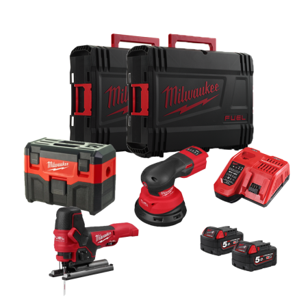 Pack 3 outils 18V M18 BOIS (FROS125-0X + FBJS-0X + VC2-0) MILWAUKEE
