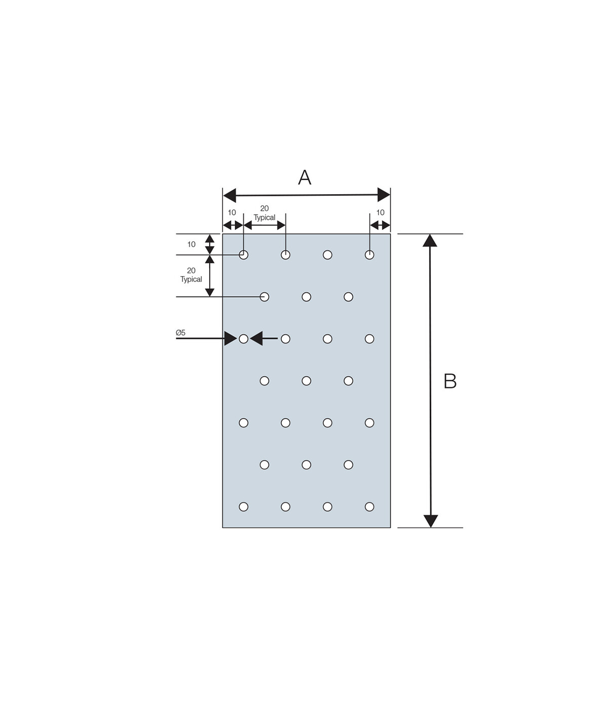 Plaque perforée NP 60x200x2 mm SIMPSON