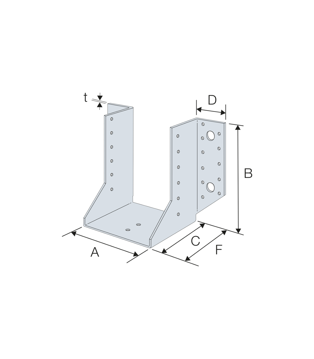Sabot à ailes extérieures SAEL T.380 x L.120 x H.130 mm ép.2 mm SIMPSON