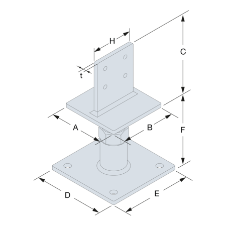 Pied de poteau réglable forte charge PIBA 110-160 mm SIMPSON
