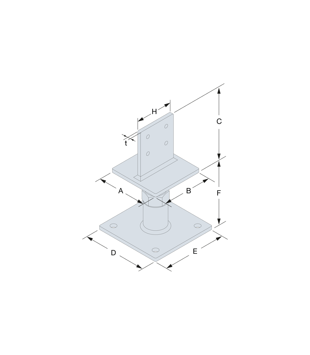 Pied de poteau réglable forte charge PIBA 110-160 mm SIMPSON