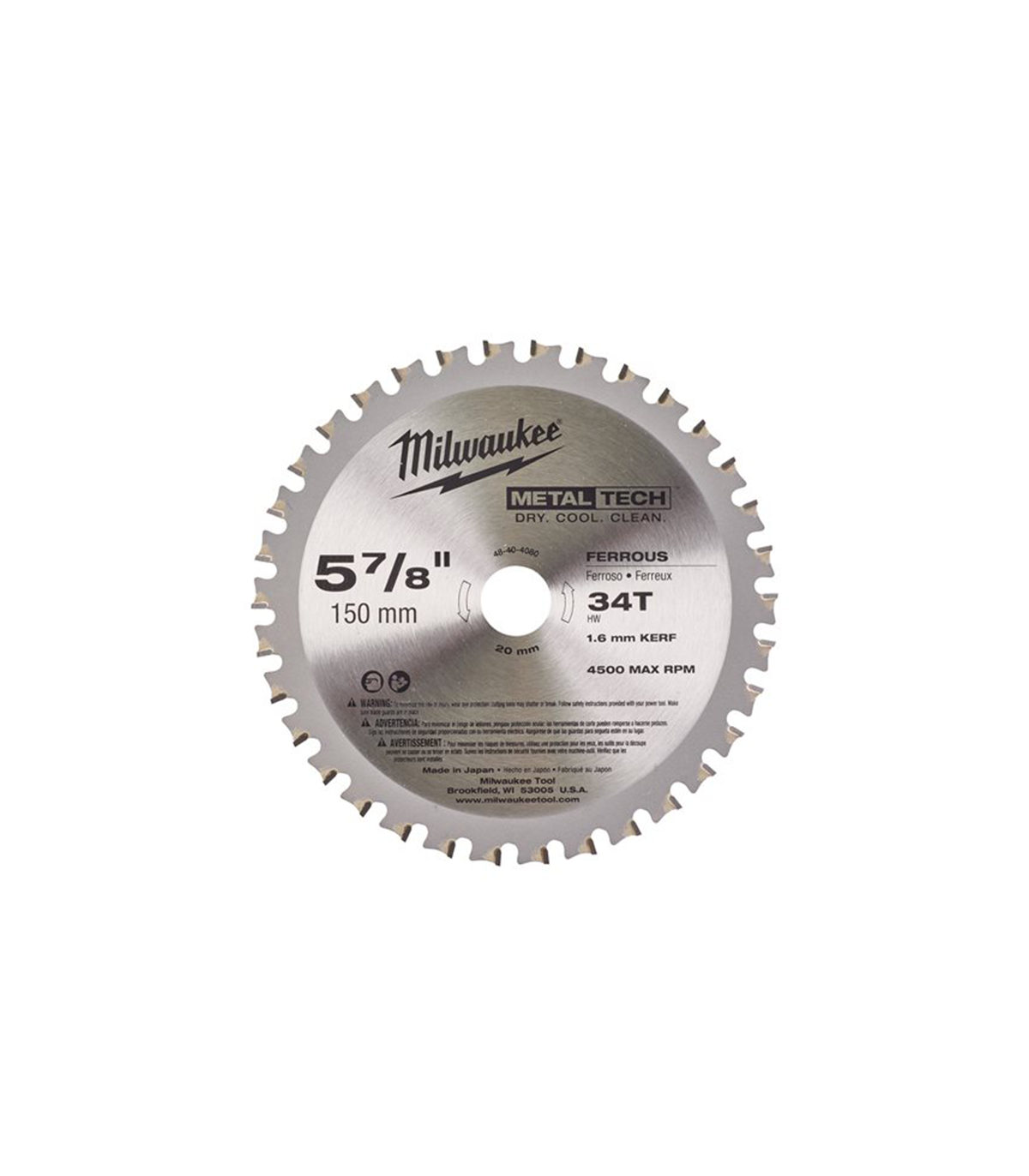 Lame de scie circulaire métal Ø150 mm 34 dents MILWAUKEE